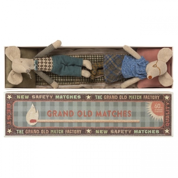 Maileg Grandma & Grandpa Mice In Matchbox