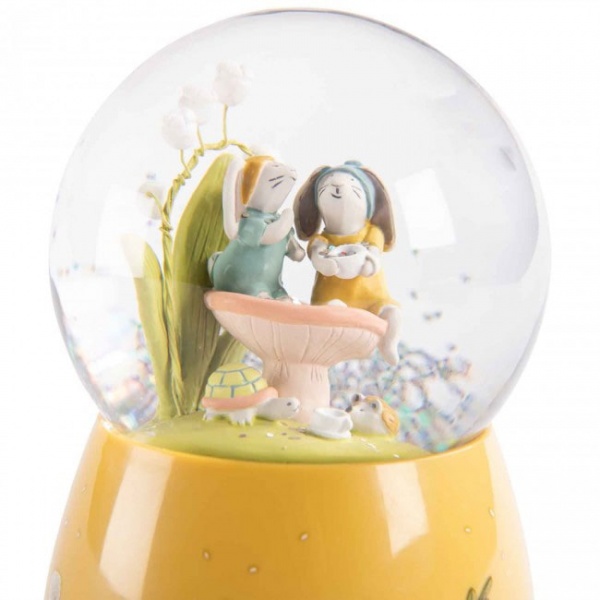 Moulin Roty Musical Snow Globe - Trois Petits Lapins