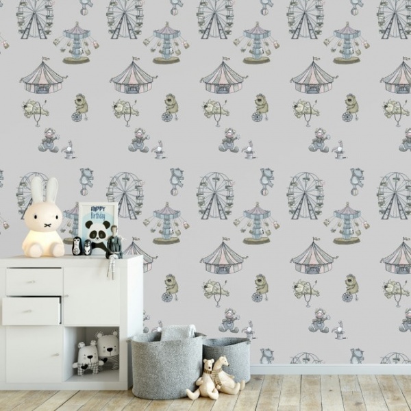 Funny Circus Children's Wallpaper Designed By Lily And The Wall - Kiddy Moo