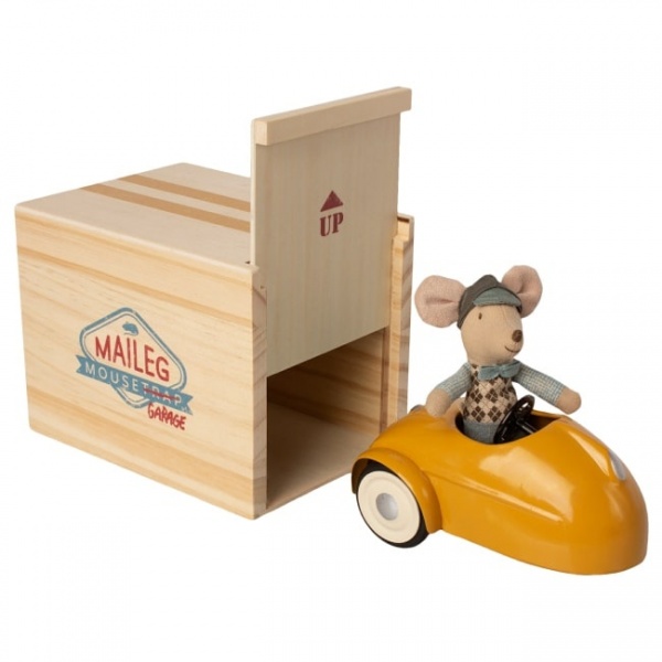 Maileg Yellow Mouse Car With Garage